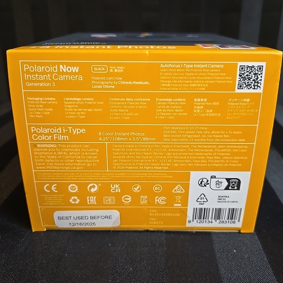 Polaroid Now Autofocus I-Type Instant Camera Black Generation 3 With Wrist Strap - Picture 6 of 10